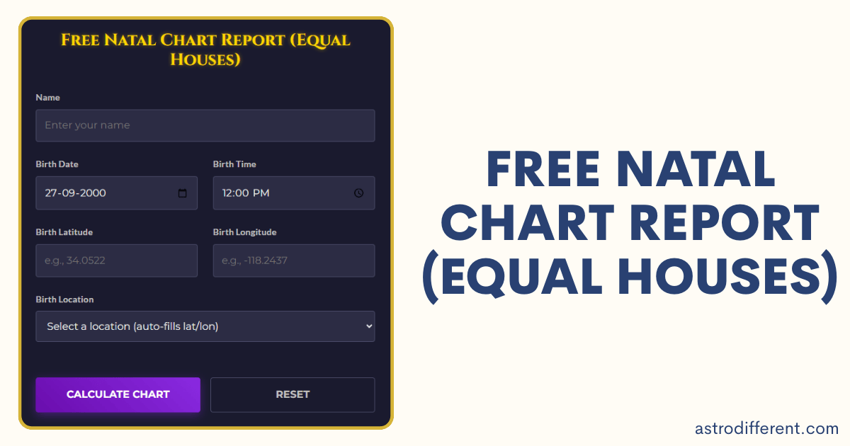 Free Natal Chart Report Equal Houses