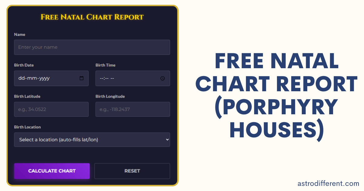 Free Natal Chart Report (Porphyry Houses)