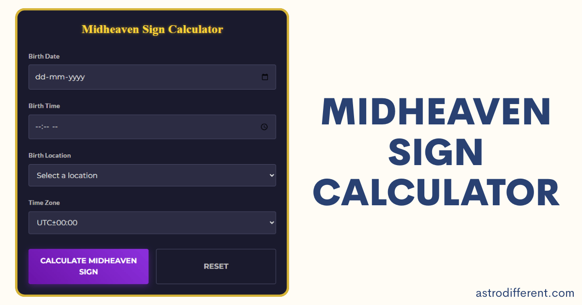 Midheaven Sign Calculator