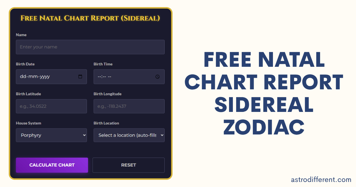 Free Natal Chart Report Sidereal Zodiac