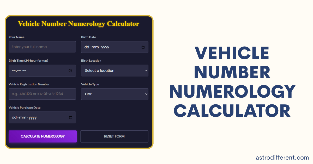 Vehicle Number Numerology Calculator
